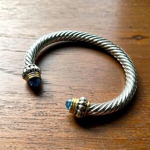 Cuff Bracelet with Blue Topaz